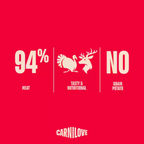 Супер премиум лиофилизирано лакомство за кучета Carnilove Dog Freeze Dried Turkey & Venison Snack с пуешко месо и еленско месо 60 г